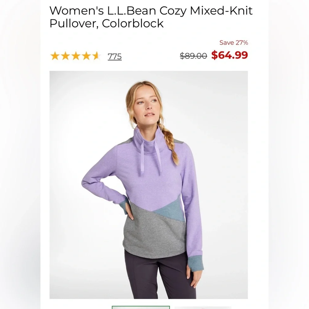 Women’s LL Bean Cozy Mixed Knit Pullover, Colorblock, XS - Picture 2 of 13